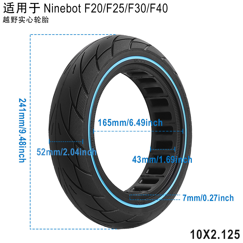 Nuenbo 10*2.125 Solid Tire 10inch Inflatable-Free Suitable for F20/F25/F30/F40 Scooter