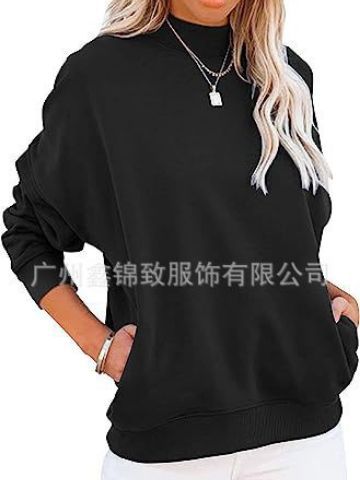 2023 New Women's Sweater Autumn and Winter Amazon Hot European and American Style Solid Color Long Sleeve Loose Top Women's Clothing