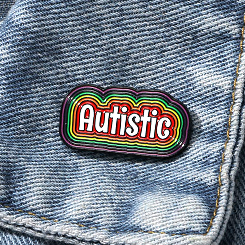 Rainbow Brooch Cartoon English Letter Shape Autistic Bag Decoration Waist Buckle Anti-Exposure Alloy Badge