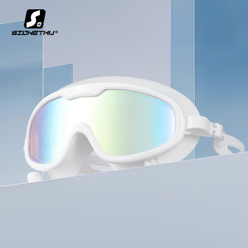 Picture of Amazon's New Large-Frame Swimming Goggles for Adults High-Definition Anti-Fog Electroplated Swimming Goggles Silicone Anti-Uv Goggles