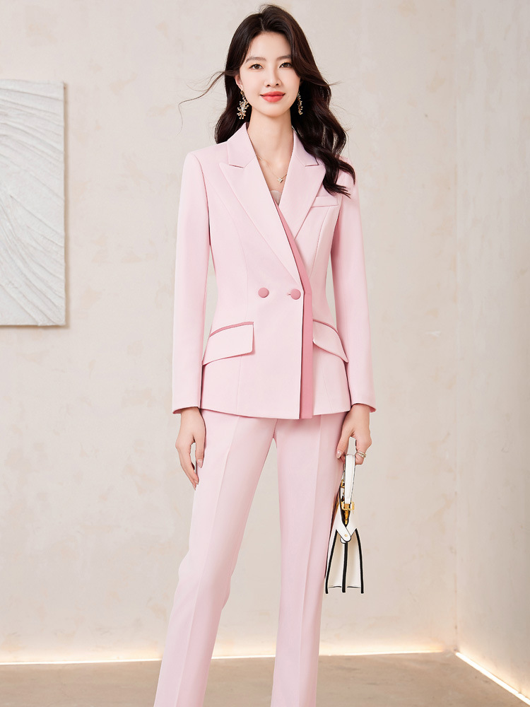 Pink Suit Jacket Female Niche Design Sense Temperament Western Style Age-reducing Advanced Sense Royal Sister Suit suit Spring and Autumn Women