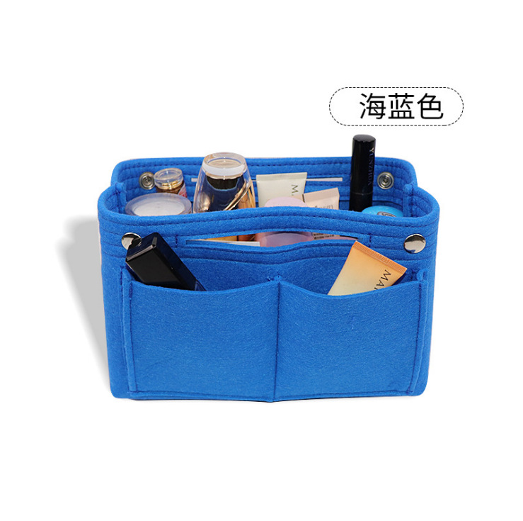 Picture of Factory wholesale felt cosmetic bag multi-functional Women's Travel liner bag large capacity felt snap storage bag
