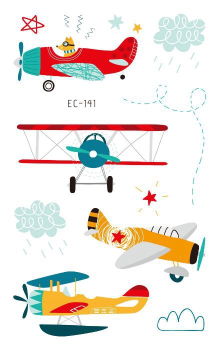 Picture of Children's Cartoon Transport tattoo Paper stickers Aircraft Ship Train Track Creative tattoo stickers