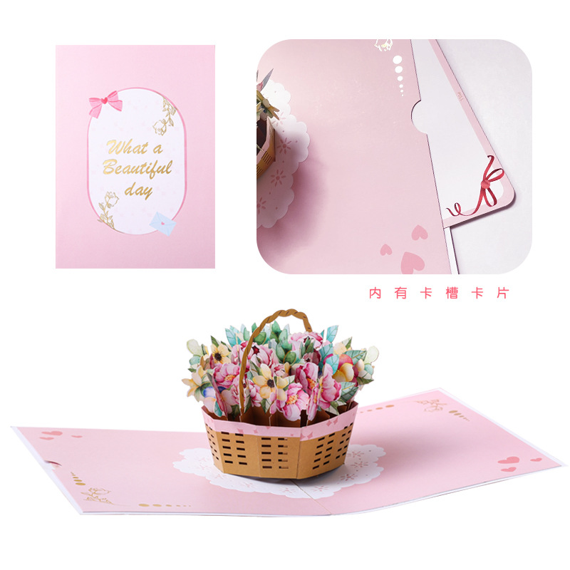 Picture of Creative Mother's Day 3d greeting cards wholesale paper carving thank-you cards wholesale students send teachers three-dimensional blessing cards