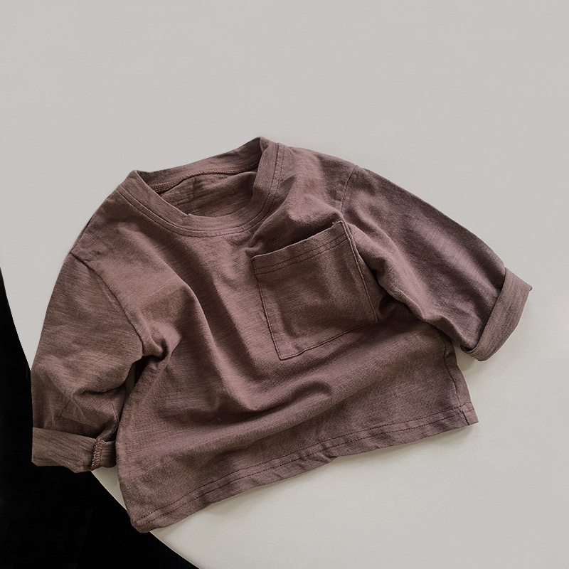 Picture of Bamboo Cotton Kidsren's Long-Sleeved T-Shirt 2025 Spring & Fall New Style Versatile Casual Cotton Bottoming Shirt for Boys and Girls