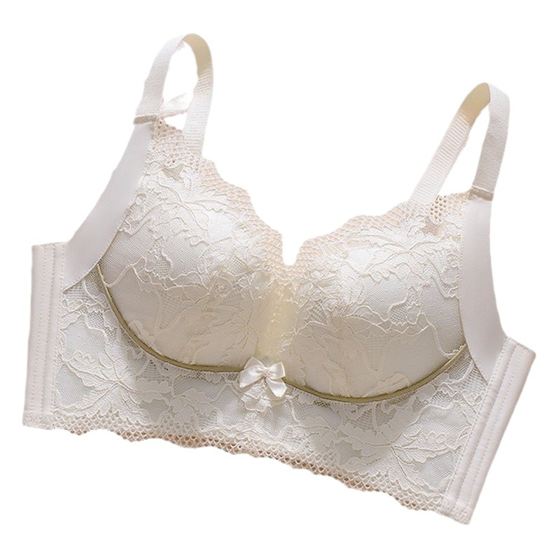Small chest big push up upper support underwear lace wireless breast contracting anti-sagging adjustable bra summer thin