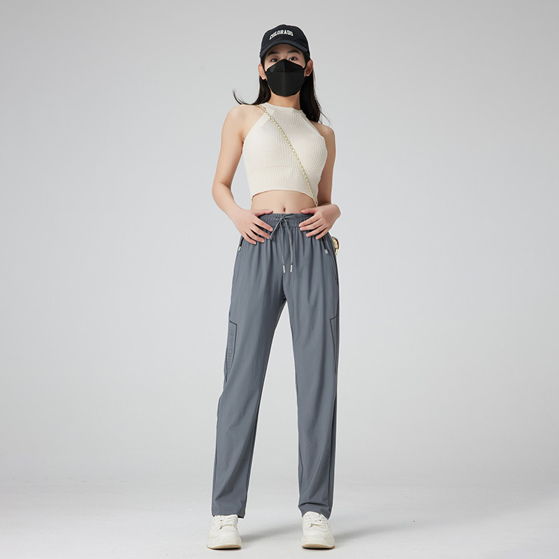 Ice Silk Pants Men's 2025 Summer New Lightweight plus size Slim-fit Quick-drying Sports Trousers Breathable Casual Pants for Women