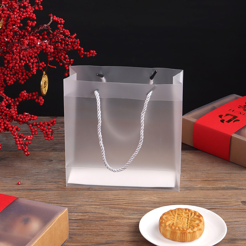 Picture of Baking packaging PP frosted transparent tote bag PVC plastic souffle packing bag gift packaging bag
