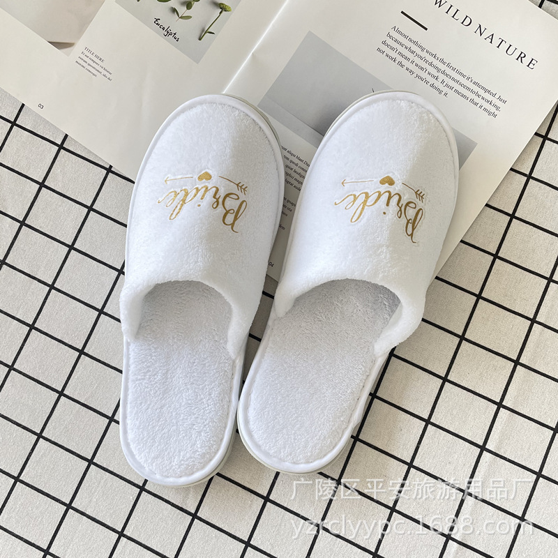 Wedding Photo Studio Beauty Hospital Guest Room Disposable Bridal slippers before Wedding Party Coral Velvet slippers slipper