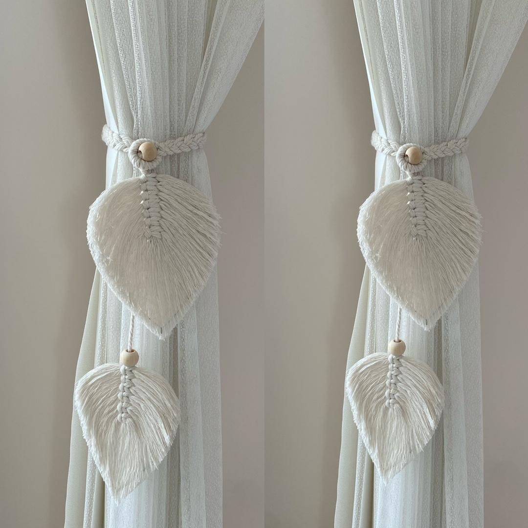 Cross-border New Products Leaf Curtain Strap Ins Bohemian Curtain Lanyard Hand-woven Cotton Rope Curtain Buckle