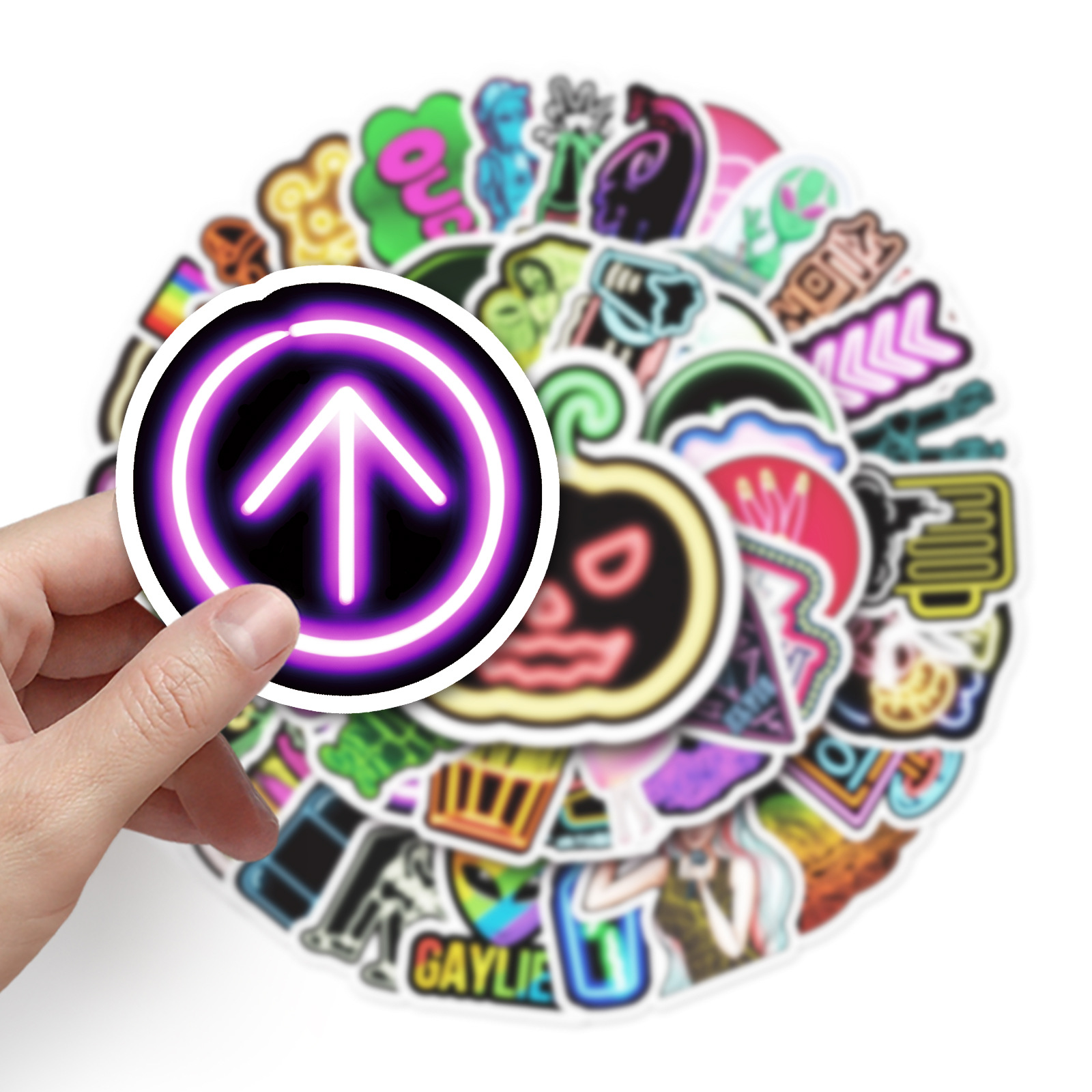 Picture of 53 Neon Graffiti Decoration Personalized Fashion Wholesale Notebook Suitcase Motorcycle Car Waterproof Stickers