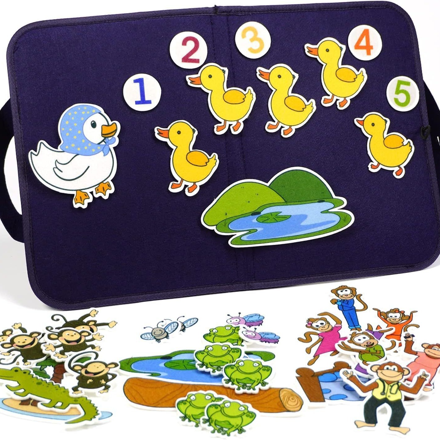 Cross-border Felt Learning Board Jigsaw Puzzle Toy Puzzle Early Childhood Teaching Board Toy Baby Duck Frog Busy Board