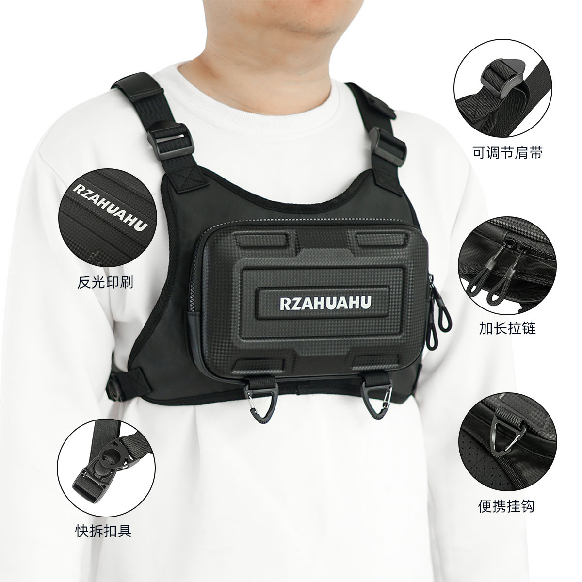 Fashion brand tactical bag functional vest bag casual personalized men's bag ins vest Bag Men's chest bag workwear backpack