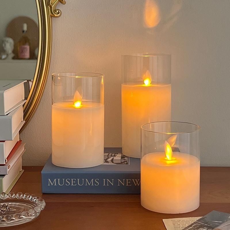 Simulated Candle Night Light Swinging Wick Led Digital Candle Light Ins Bedroom Desktop Decoration Atmosphere Light Wholesale
