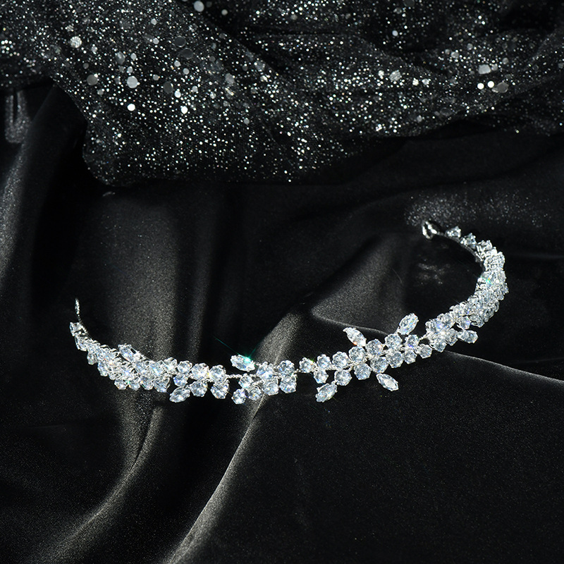 Picture of Korean Style Exquisite Crystal Hair Accessories Bridal Crown Wedding Headband Princess Prom Headdress Tassel Headband Accessories
