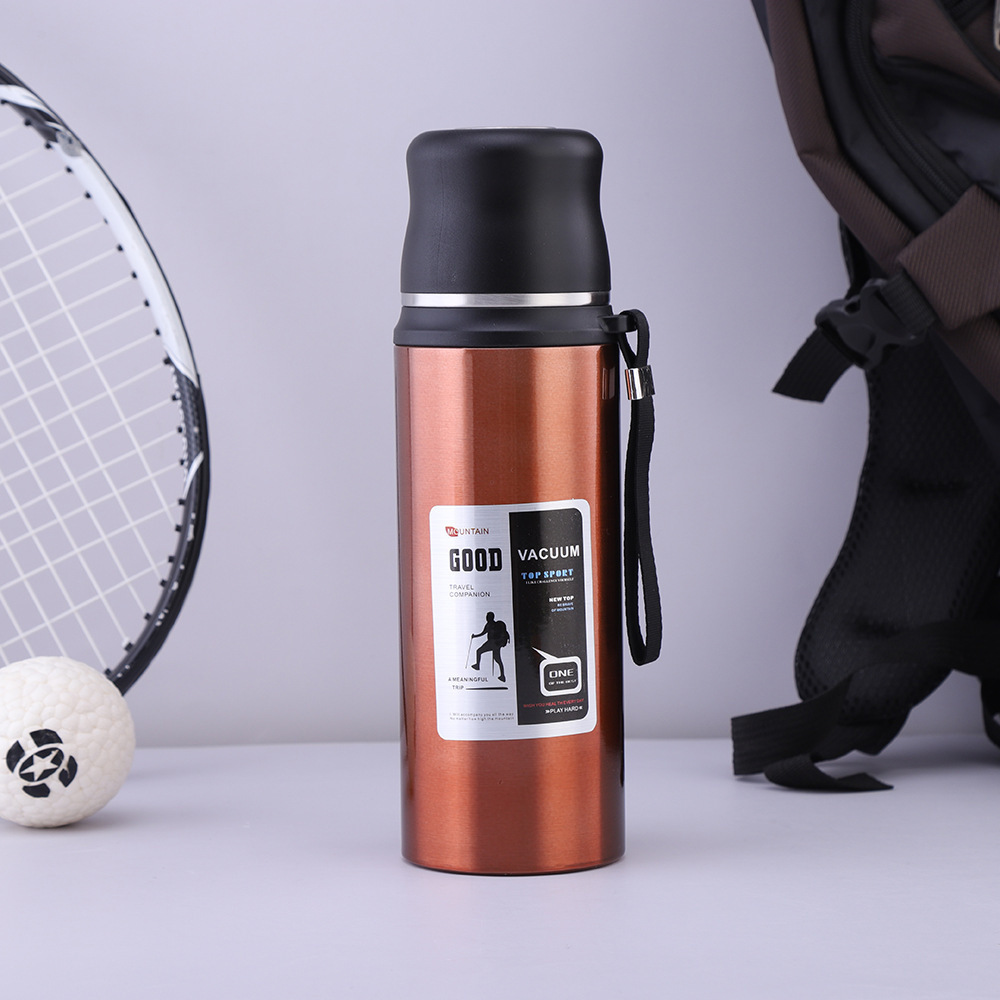 Picture of New large capacity 304 stainless steel vacuum cup one Cup double lid outdoor water cup high-looking portable student kettle