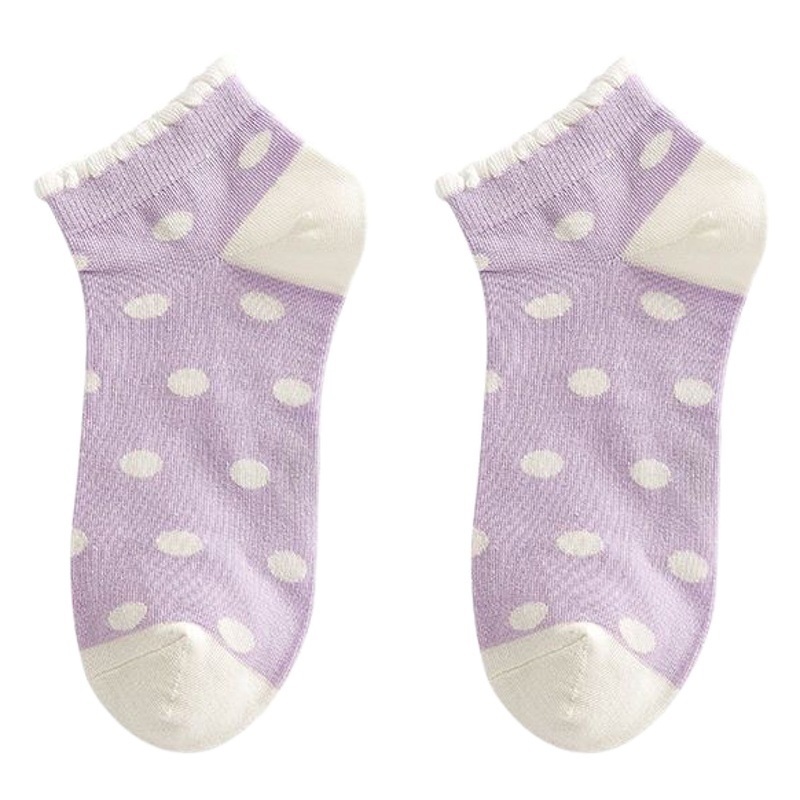 Socks Women's Cute All-match Summer Purple Breathable Cotton Socks College Style Girls Sports Boat Socks ins Trendy