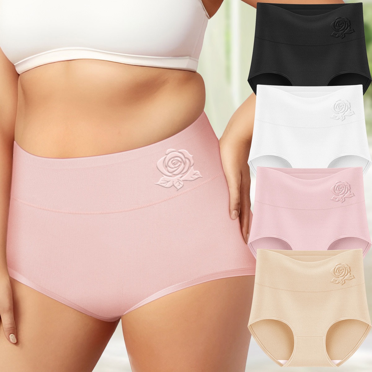 [Overseas Cangdaifa] European and American Cross-border plus size Underwear Women's High Waist Hip-lifting Belly Briefs Women's Printed
