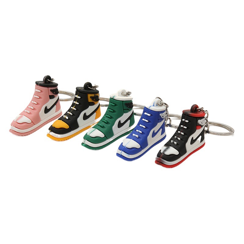 A J Sneaker Key Pendant Stereo Mini Sneaker Keychain Creative Car Accessories Soft Rubber Bag Hanging Chain
