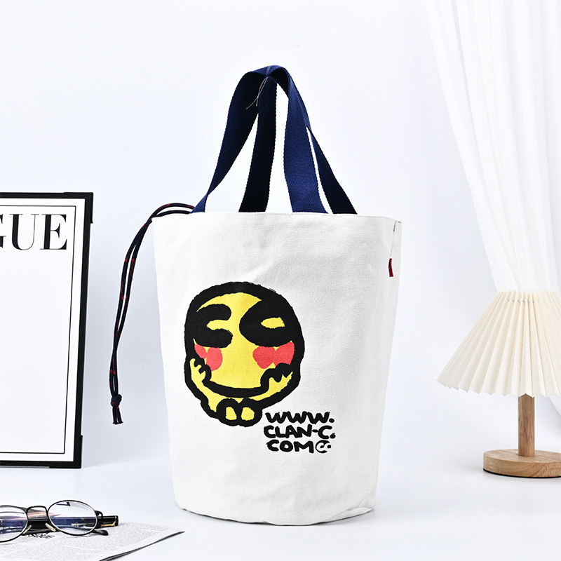 Women's Cylindrical Tote Bag, Convenient Canvas Bag, Personalized Custom Colorful Pattern Logo Storage Bag, Personalized Customization