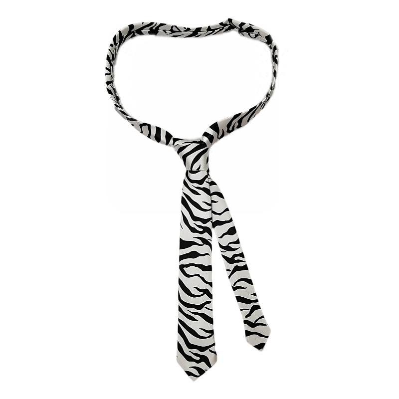 Picture of Zebra Leopard Print Love Poker Letters 5cm Matchinging Shirt Ins Student Tie Unisex Versatile Can Be Customized