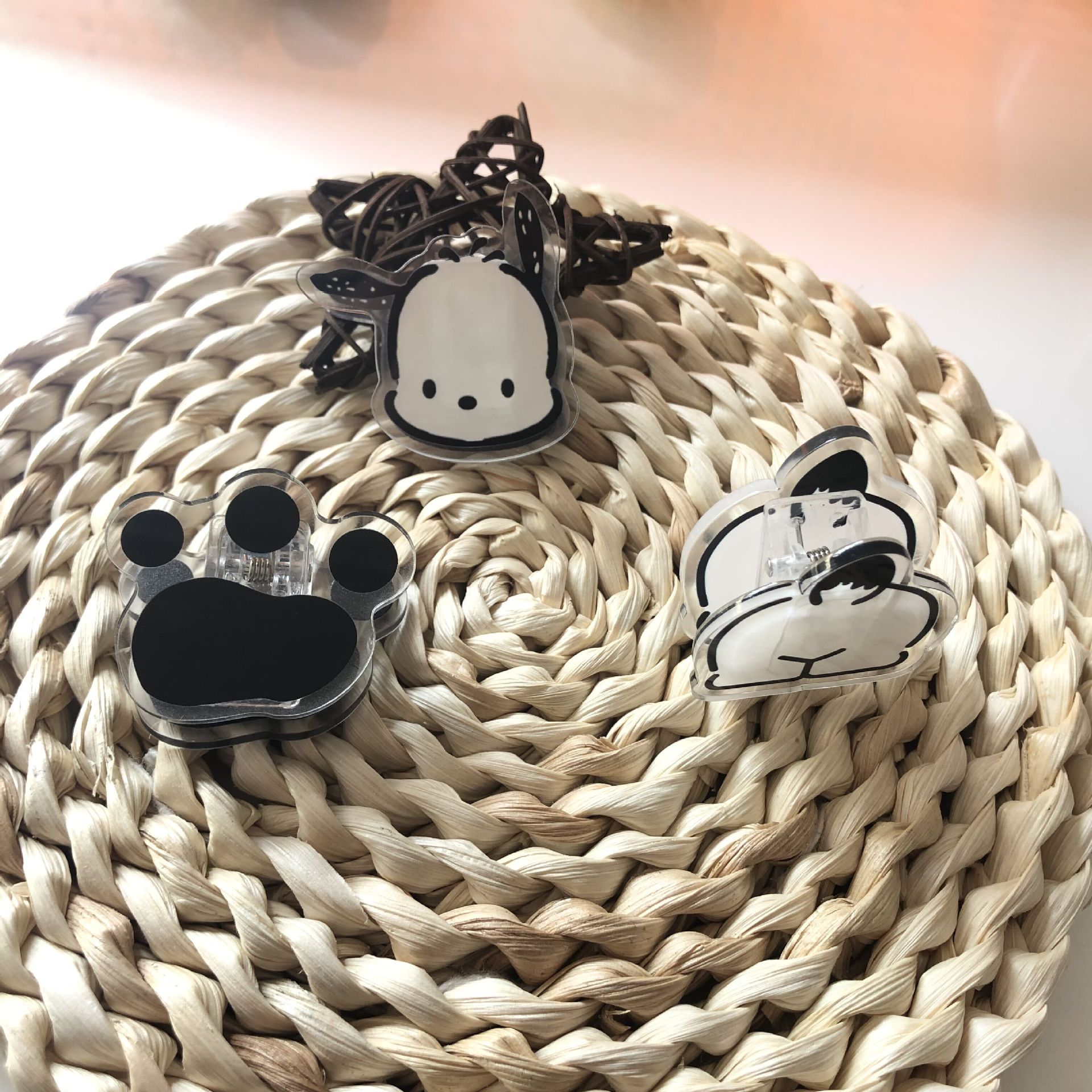 New Cartoon Cute Parchal Dog Note Clip Test Paper Clip ins Acrylic Advanced pp Clip Little Red Book Same Style