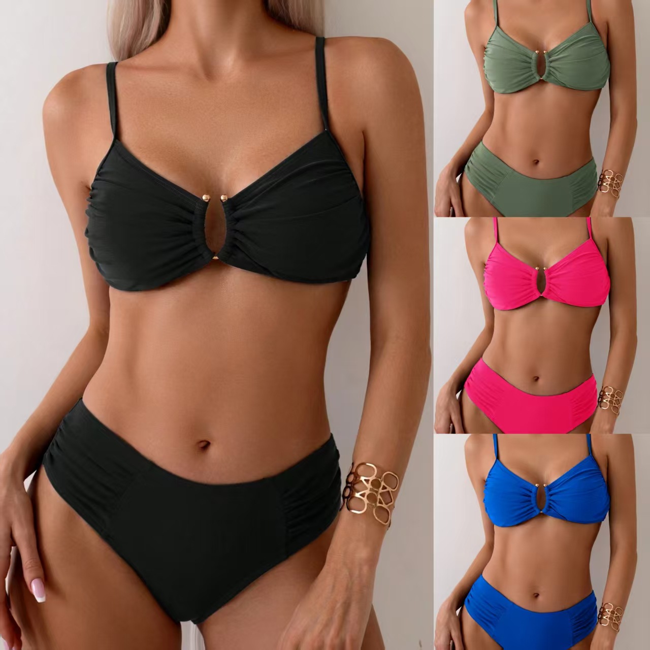 Women's Swimsuit New Popular Split Bikini Long-Sleeved Slim Vacation Hot Spring Swimwear Sexy Sexy