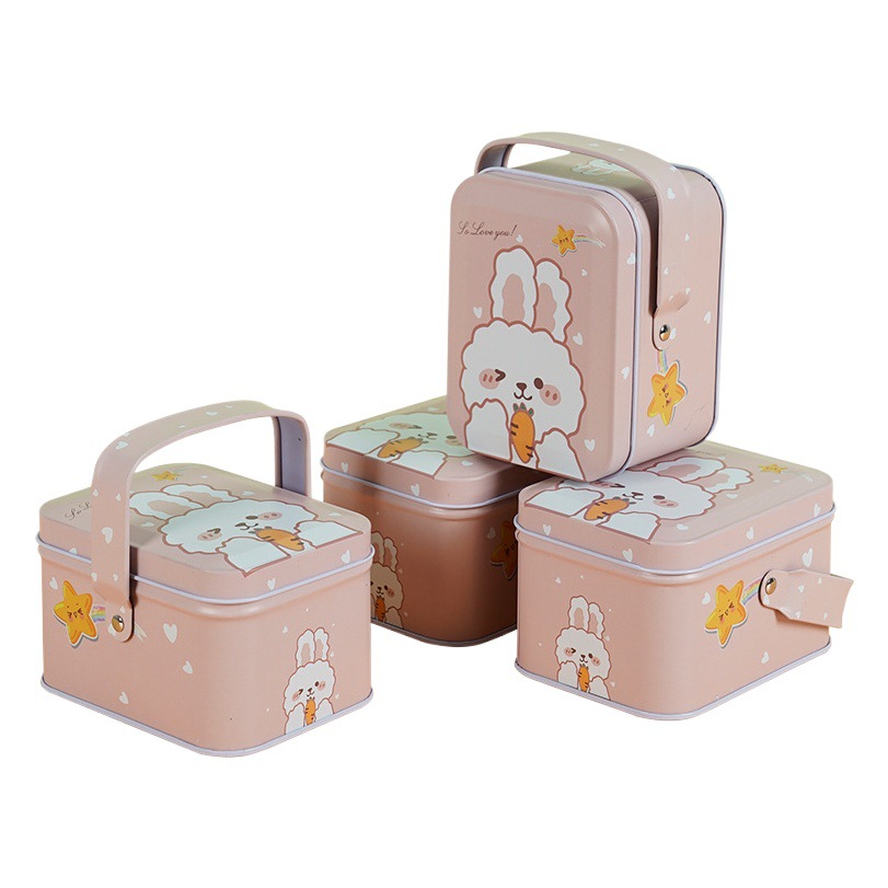 Factory radish rabbit candy can square iron can portable can packing box portable white rabbit simple tinplate wholesale