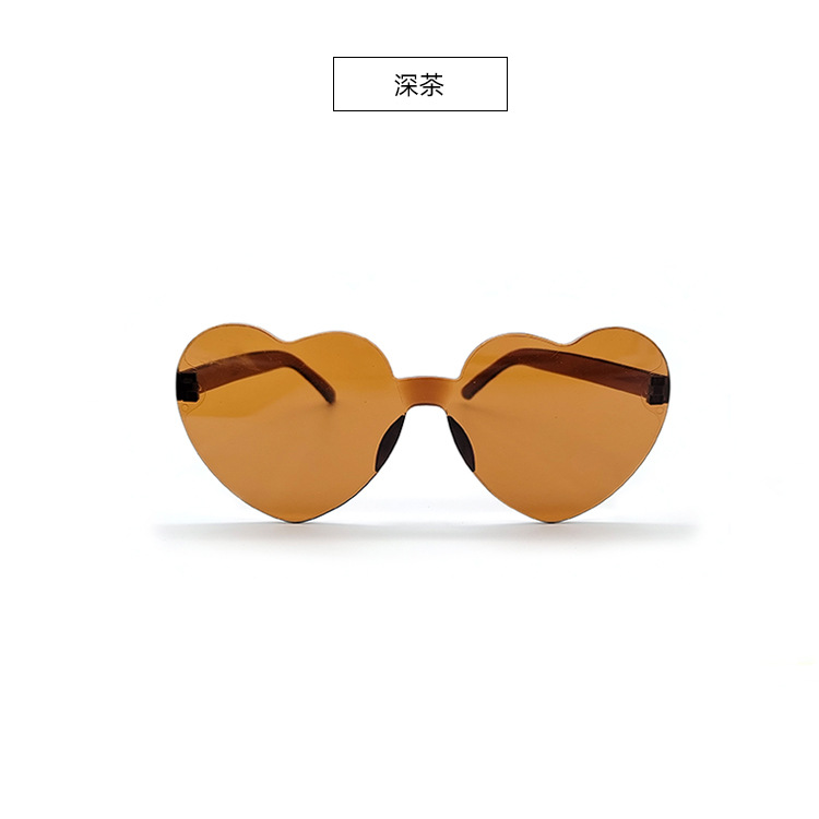 Picture of New love sunglasses jelly color frameless heart-shaped conjoined glasses dazzling color heart sunglasses