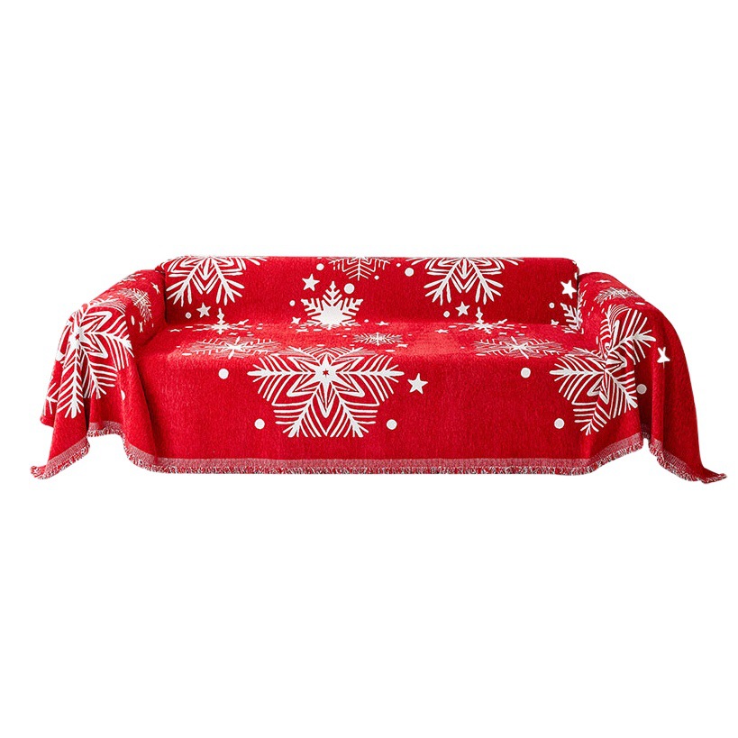 Red Festive Sofa Towel Non-Slip Four-Season Universal Sofa Cover Cloth with Cat Claw All-Inclusive Cover Blanket Christmas Decorative Cover Cloth