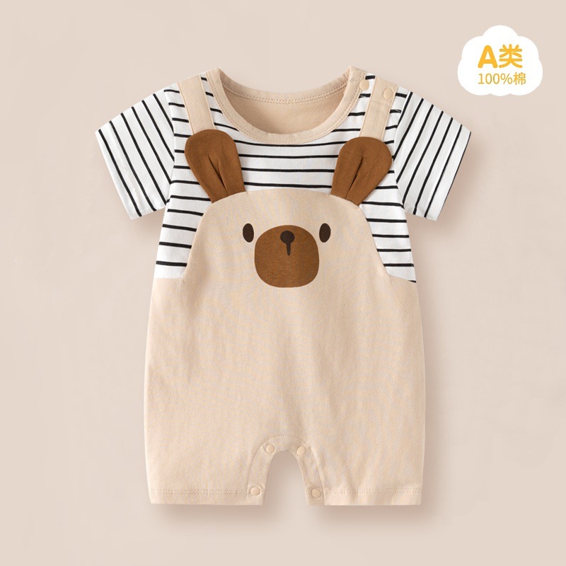 Picture of Internet Red Explosions Baby Cartoon Ha Clothes Summer Short-sleeved Baby Body Clothes Pure Cotton Thin Children's Wear Cross-border Special for Cute