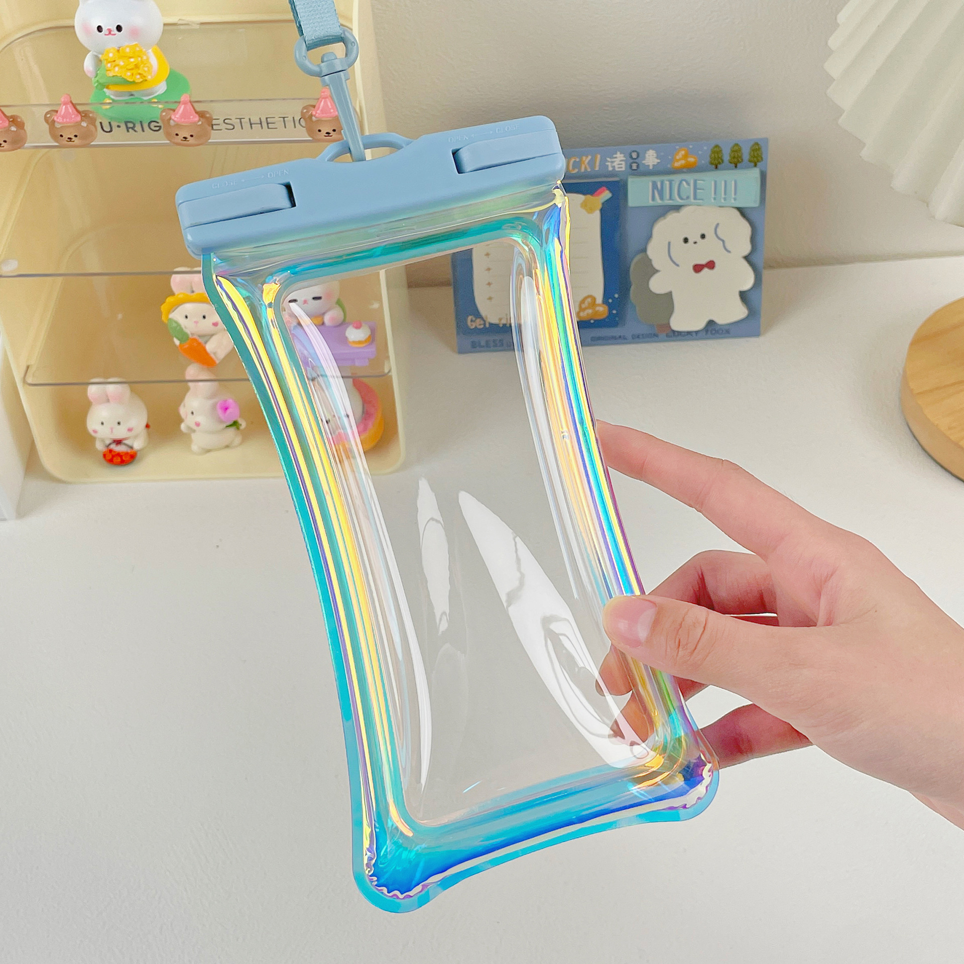 Picture of Laser Colorful Cute Air Bag Mobile Phone Waterproof Bag Diving Cover Swimming Rafting Sealed Transparent Mobile Phone Waterproof Bag