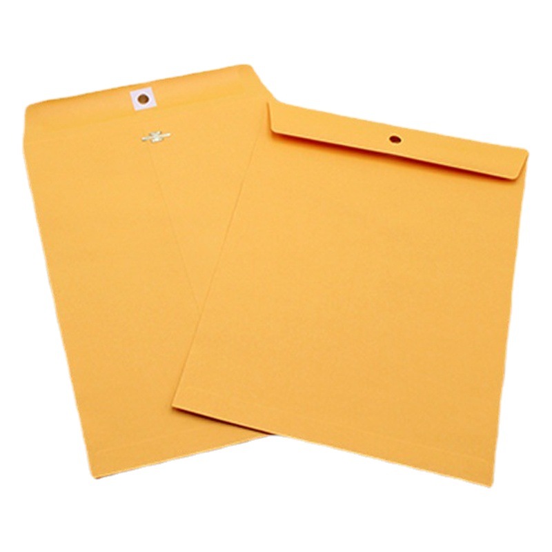 Amazon 105g Iron Buckle Golden Kraft Paper Envelope Bag Thickened Paper Copper Buckle Envelope Custom Cross-Border Hot Sale