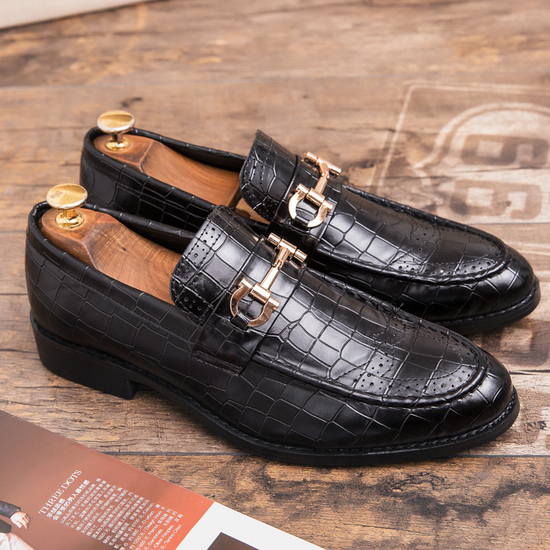 Korean Men's Low-top Leggings Business Dress Leather Shoes Autumn Cross-border plus size British Brock Casual Men's Shoes