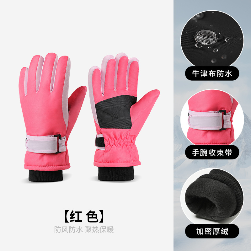 Picture of Cross-Border Outdoor Professional Sports Warm Gloves for Boys and Girls Aged 3-9 Years Old Fleece-Lined and Thickeneded Windproof Kidsren's Ski Gloves