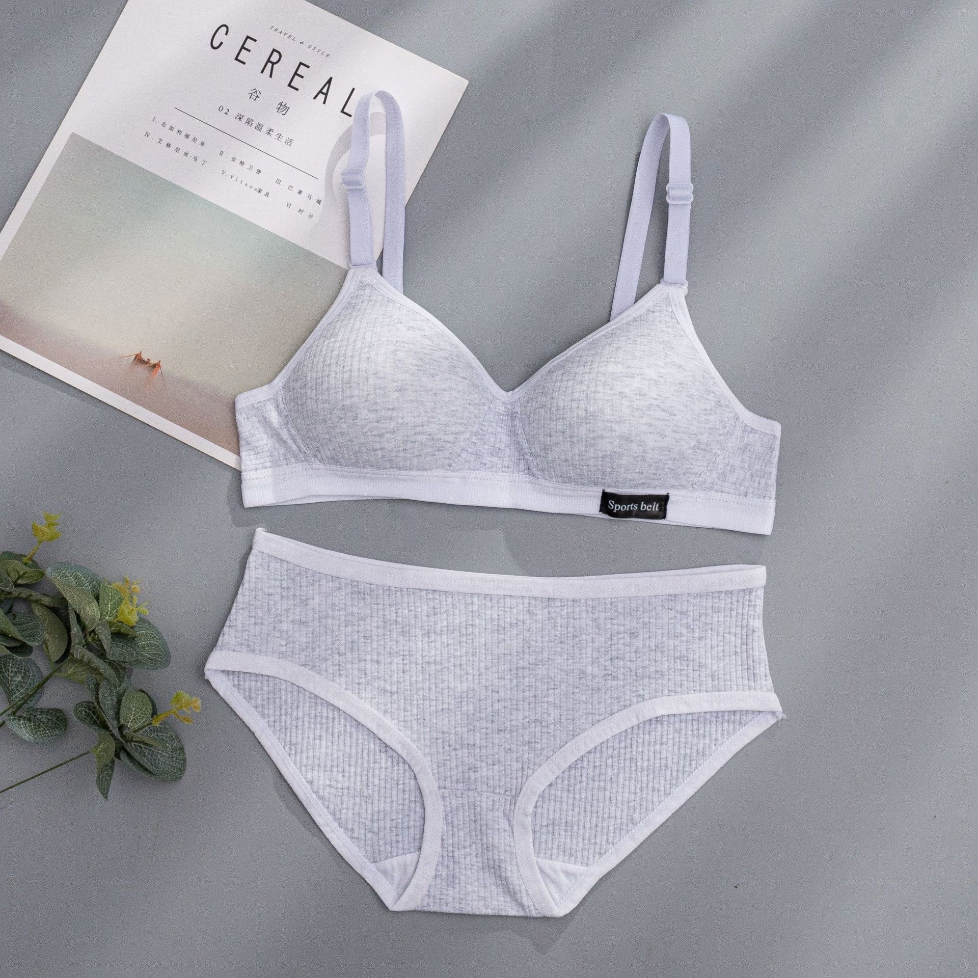Picture of Girl's development underwear thin pure cotton bra for junior and senior high school students wireless push up seamless small chest bra