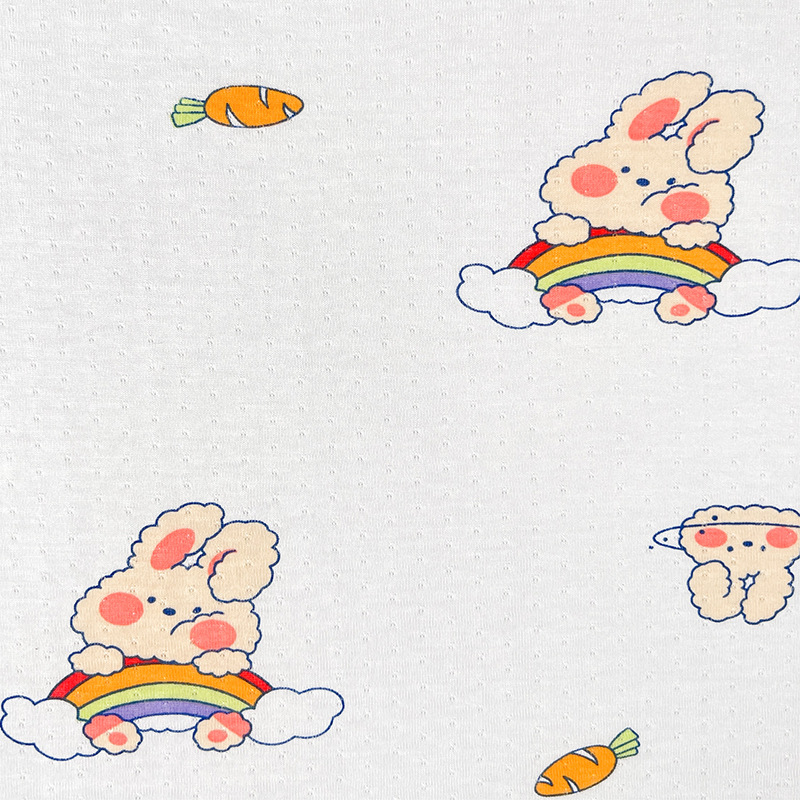 Picture of Cool Bamboo Fiber Fabric Jacquard Idea Fabric Cartoon Printed Baby Sweatshirt Short Sleeve Anti-mosquito Pants T-shirt Fabric