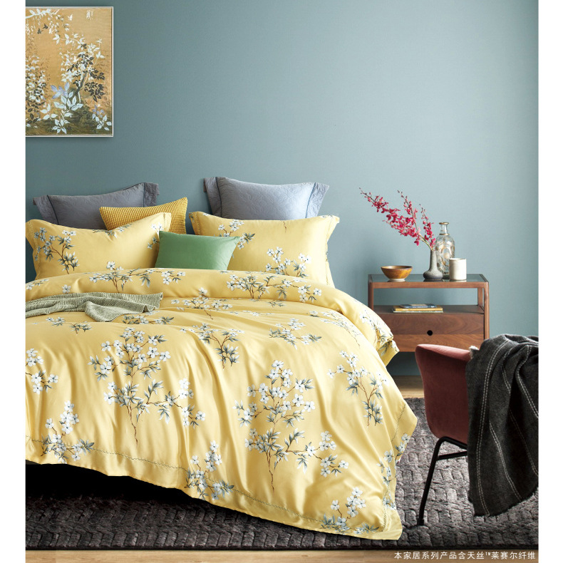 Dongmeng 40-day Silk printed satin fabric Lyocell fiber home textile fabric bedding four-piece fabric