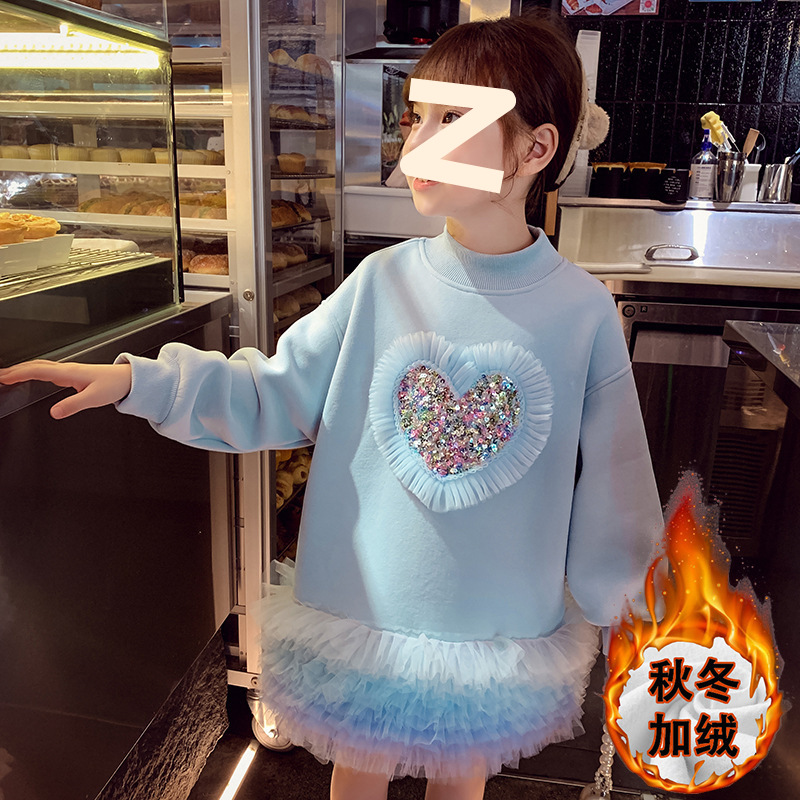 Picture of Girls' 2024 New Casual Sweat Dress Girls' dress Fashionable Children's Korean Loose Cute Casual Dress Trendy