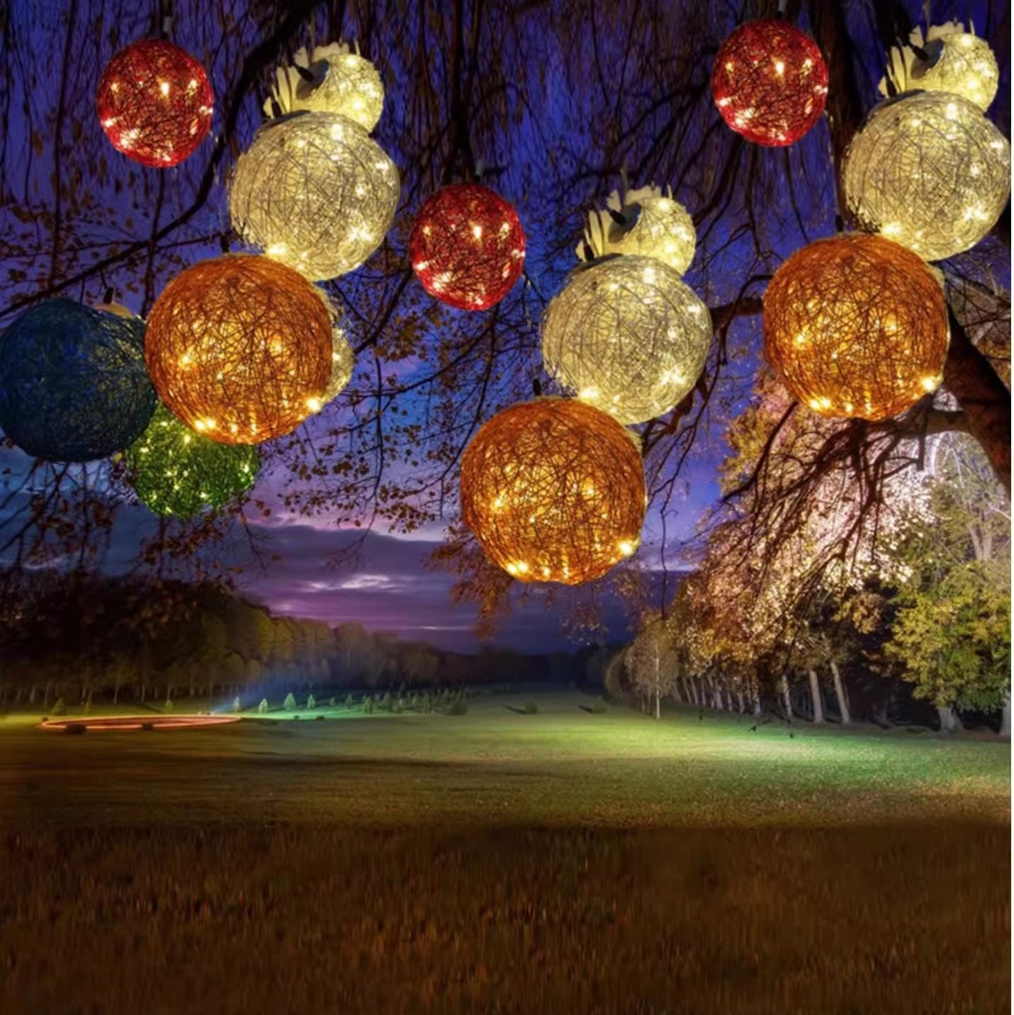 Rattan Ball Lamp Aluminum Wire Cultural Tourism Lamp Outdoor Waterproof Rattan Ball Lamp Cultural Tourism Landscape Hanging Tree Rattan Ball Lamp Bird's Nest Lamp