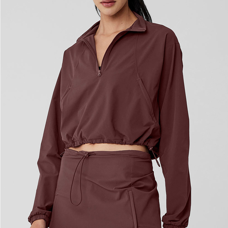 Half-Zip Autumn and Winter Sweatshirt Sports Suit Women's Turtleneck Casual Running Jacket Drawstring Anti-Exposure Sports Skirt