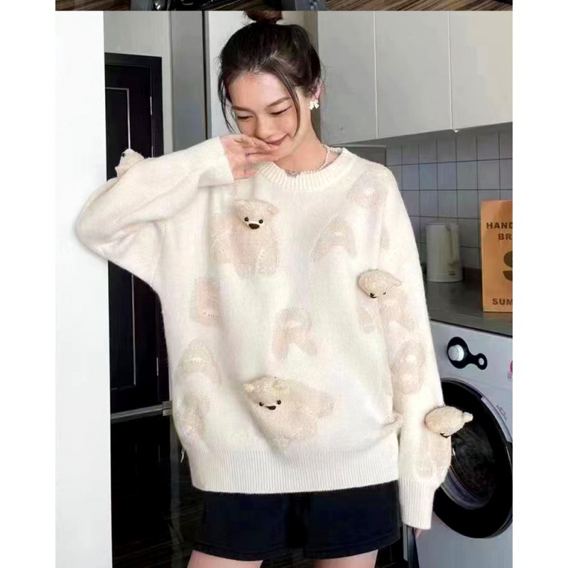 Picture of Korean style new bear sweater cute three-dimensional bear sweater women's pullover loose new western style sweater