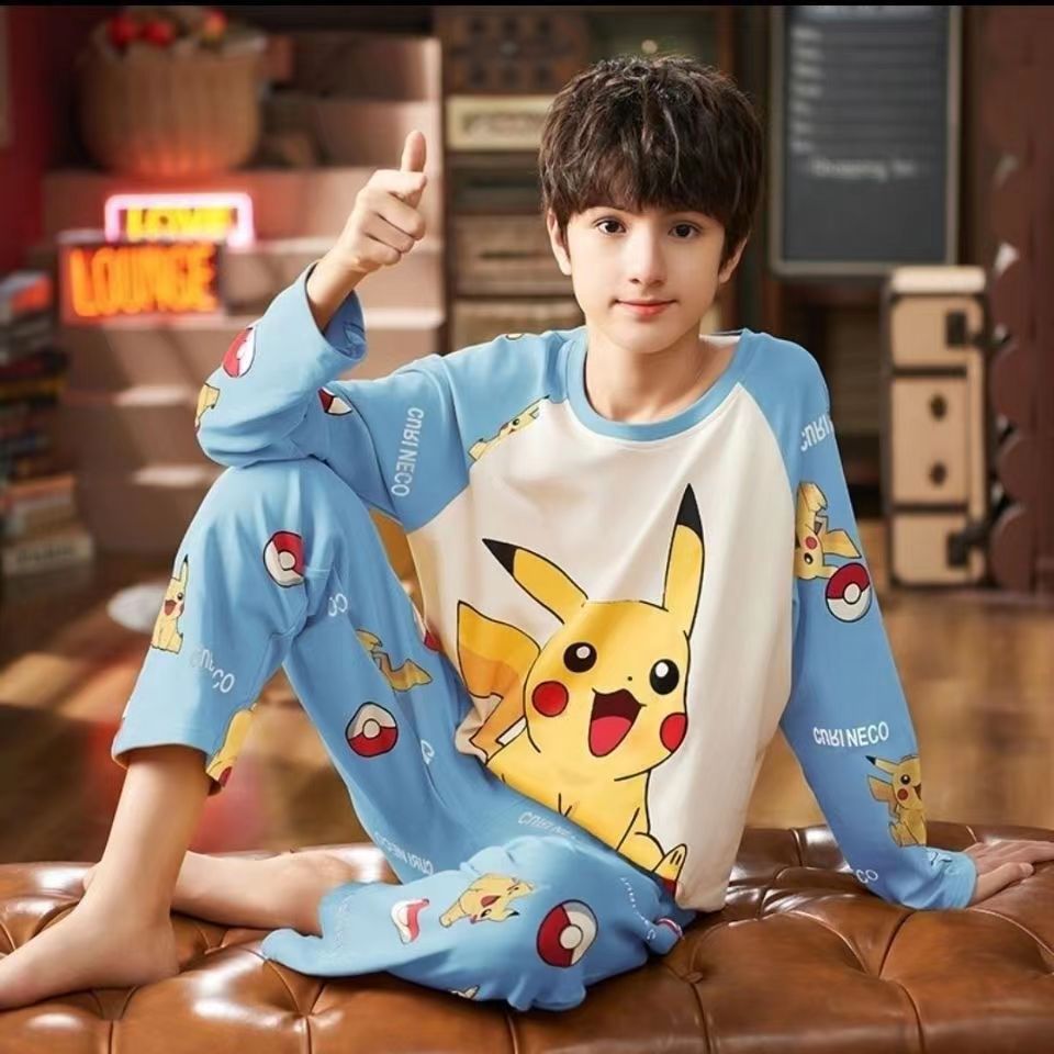 Picture of [Support delivery] Tyrannosaurus spring and autumn middle and big boys autumn clothes long pants bottoming warm outerwear pajamas