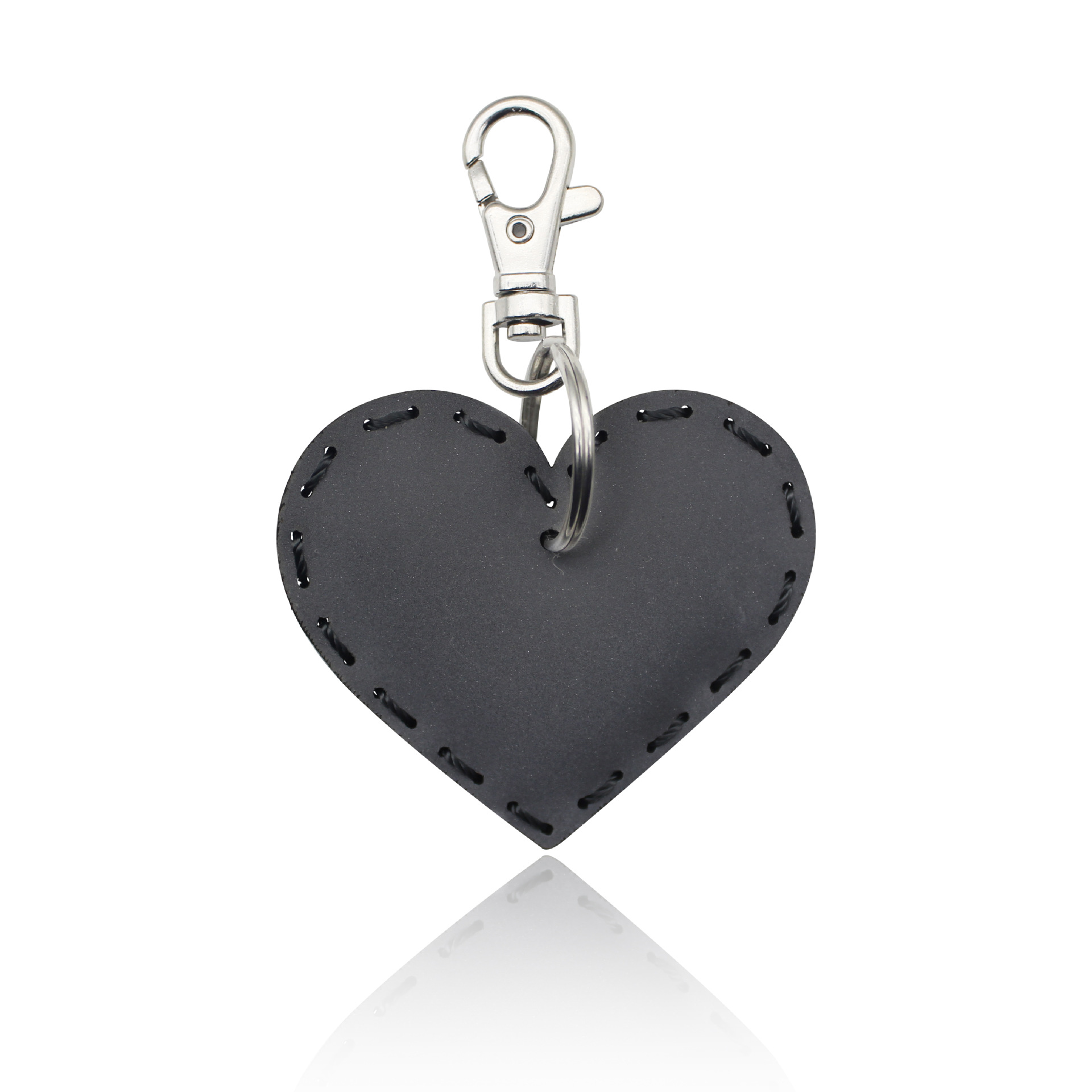Picture of Night Light Reflective Leather Pendant Geometric Shape Love Circle Rectangular Padded Cotton Pad Stitch Keychain