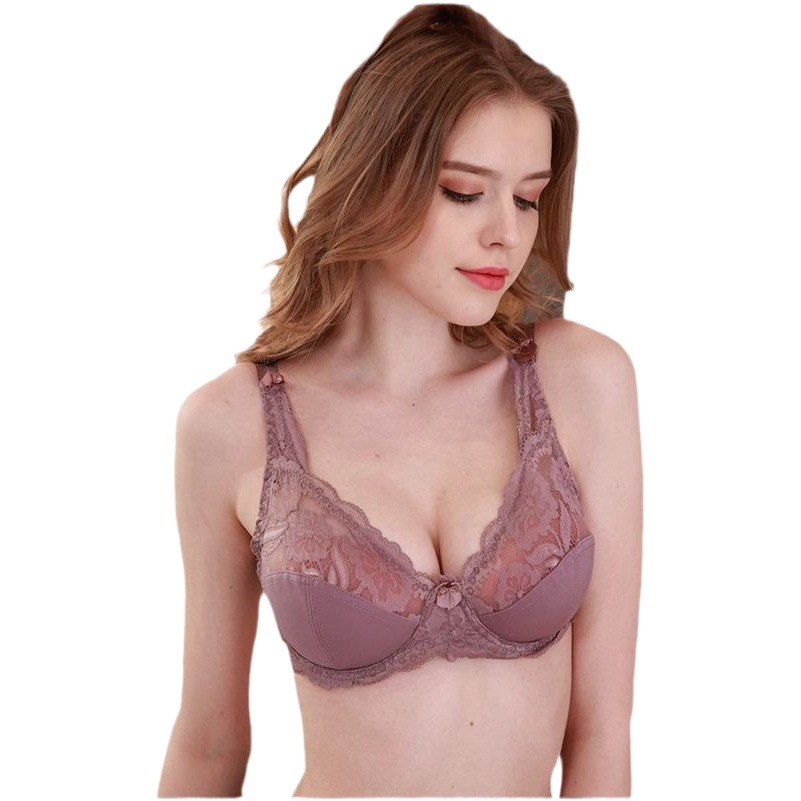 Foreign trade lace bra large size ultra-thin underwear bra adjustable bra ladies transparent breathable cross-border explosions