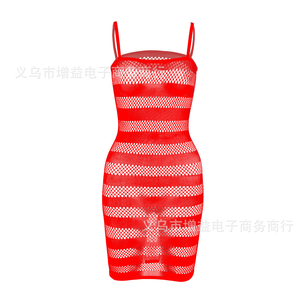 Picture of Striped sexy mesh jumpsuit sling fishnet sexy temptation horizontal stripe w094
