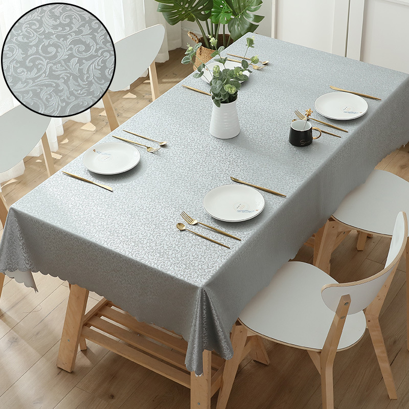 Picture of European-style Waterproof Tablecloth Table and Chair Oil-proof Hotel Restaurant Household Rectangular Jacquard PU Anti-scald Wash-free
