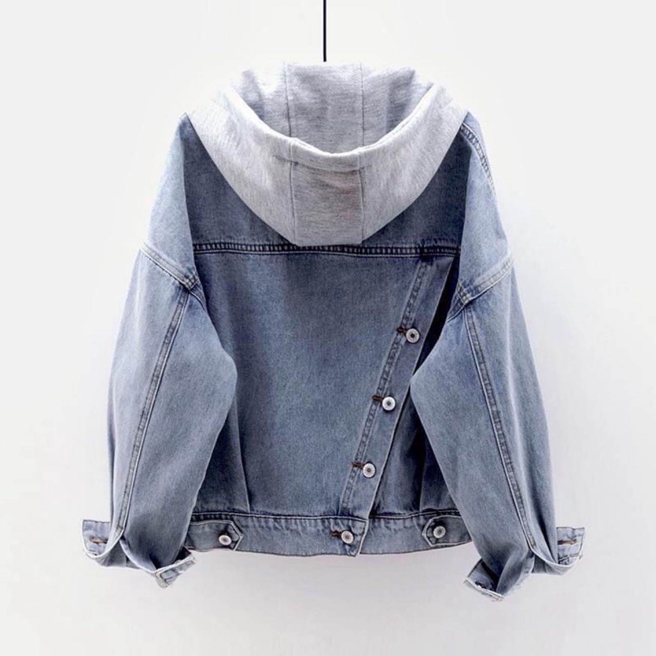 Picture of Denim Coat Women's Short Korean-style Loose 2025 Spring and Autumn Bf Long-sleeved Hooded Jacket Large Pocket All-match Top