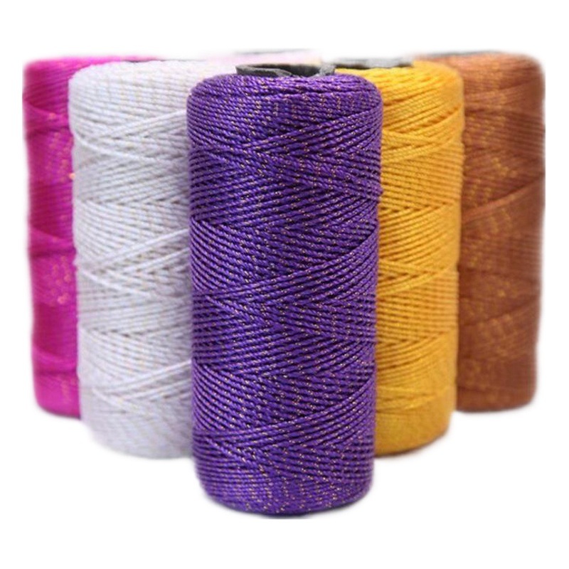 Wool plied bright silk thread gold wool 3 strands polypropylene crocheted hat cushion bag wool factory wholesale