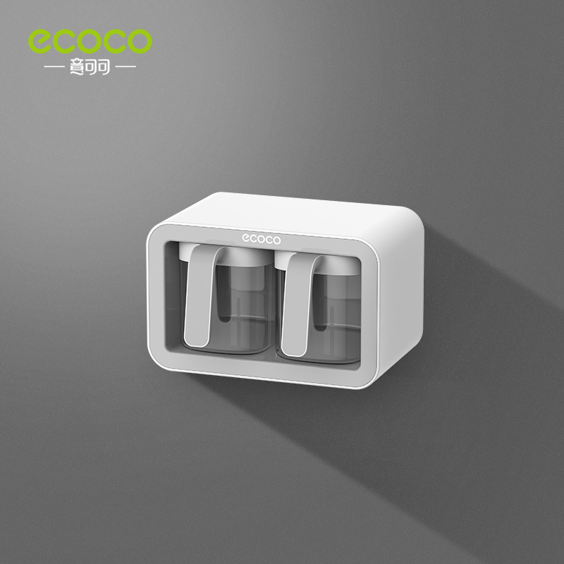 Picture of Ecoco Italian Cocoa Seasoning Box suit Wall-Mounted Punch-Free Household Kitchen Storage Rack Modular Seasoning Box